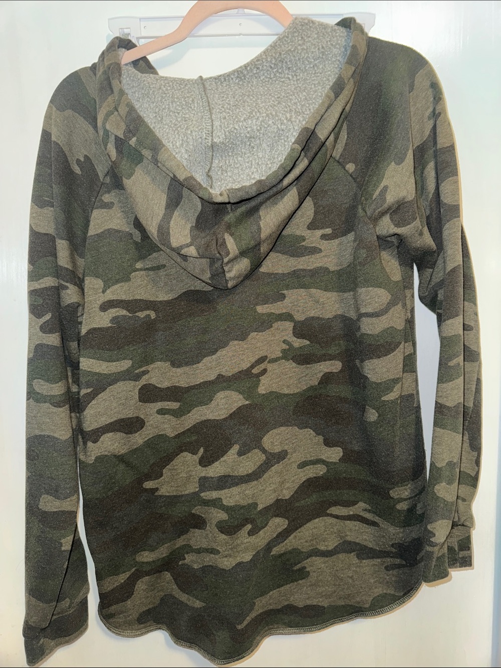 “Fueled by Caffeine Living in Leggings” fleece hoodie - Camo Green - Picture 6 of 6